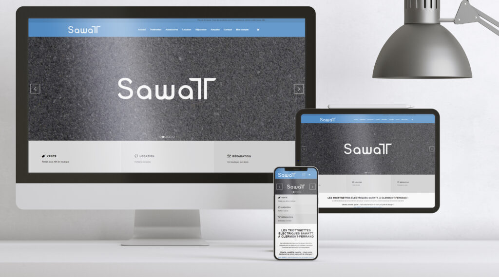 Site web SAWATT écran iMac, tablette et smartphone